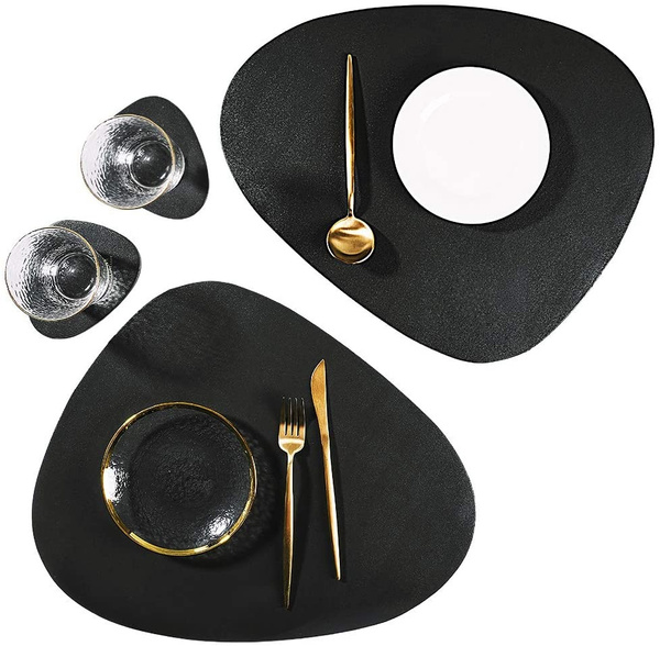 Faux Leather Placemats And Coasters Set, Leather Dining Table Mats