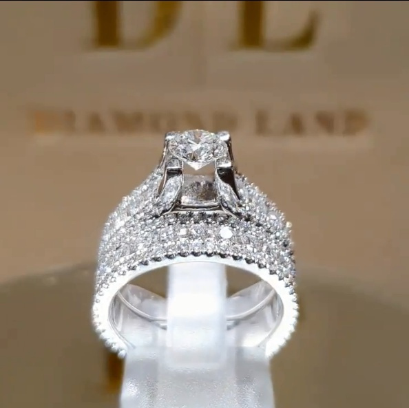 Women 925 Silver Big White Sapphire Birthstone Ring Set Wedding Bridal Jewelry 