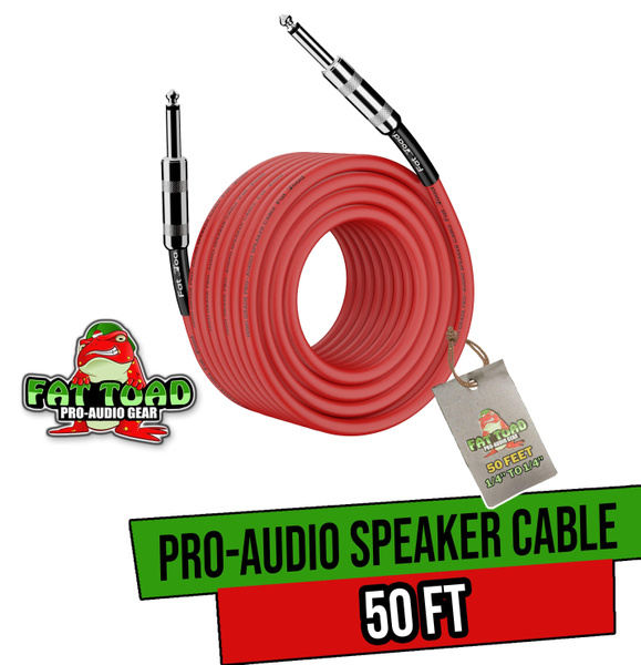 1/4" to 1/4 Speaker Cable by FAT TOAD 50ft Professional Pro Audio Red