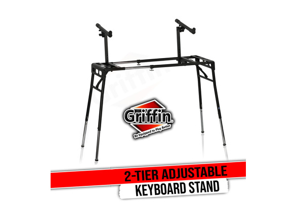 Double Piano Keyboard Stand – 2-Tier Studio Stage With Laptop Mount – DJ Turntable Workstation 🎹
