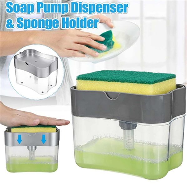 Dishwashing Liquid Dispenser Press Soap Dispenser Sink Sponge Holder Sponge  Soap