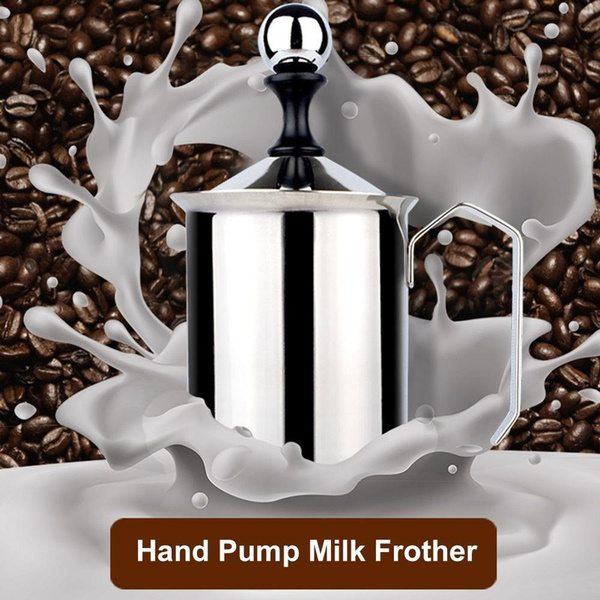 400ml Manual Milk Frother,stainless Steel Double Mesh Foamer