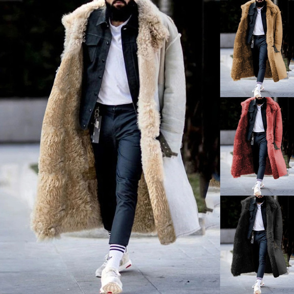 High Quality Fashion Men s Sheepskin Jacket Winter Warm Furry Coat Man Street Casual Long Outwear