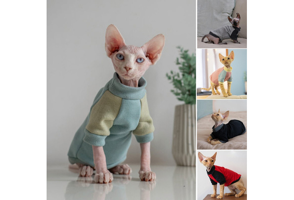 Cute Sphynx Cat Clothes Pet Clothing For Fashion Jacket Colorblock Vest Costume Wish Cute Sphynx Cat Clothes Pet Clothing, Sphynx Cat Winter Coat