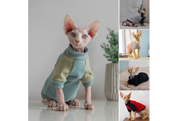 Cute Sphynx Cat Clothes Pet Clothing for Cat Fashion Pet Jacket Colorblock  Vest Costume Cat Clothing