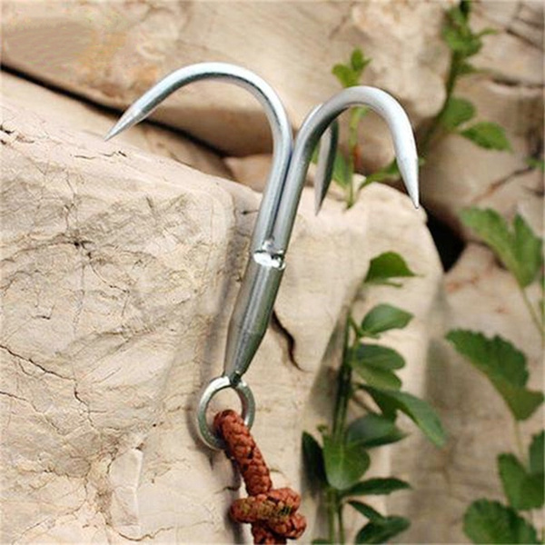 Climbing Grappling Hook Rope 3 Claws Stainless Steel Carabiner Survival Tool New 