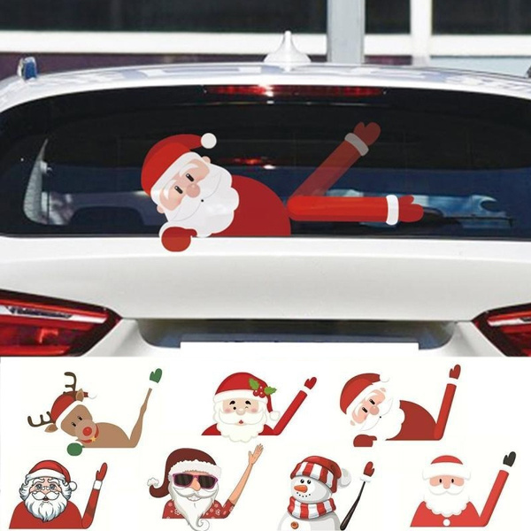 Waving Santa Claus Xmas Novelty Sticker For Car Rear Windscreen Wiper Christmas 