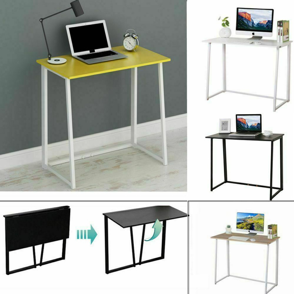 Folding Computer Desk Wooden Foldable Study Coffee Table Laptop Home Office PC 