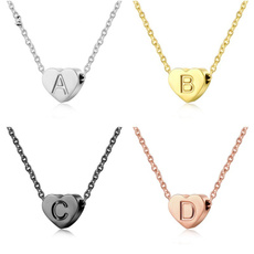 Heart, gold, aznecklace, Stainless Steel