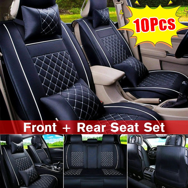 5-Seats PU Leather Car Seat Covers Front + Rear Full Set Auto