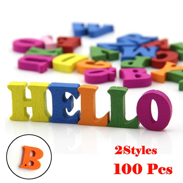 100Pcs Colorful Home Decoration Wood Wooden Letter Alphabet Word Free Standing 
