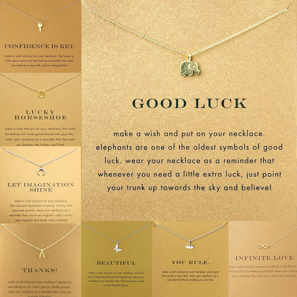 Make A Wish Card Gold Plated Necklace