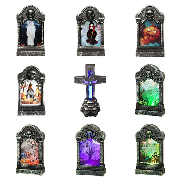 Tombstone Led Light Lamp,Headstone Graveyard Gravestone Light,Pumpkin ...