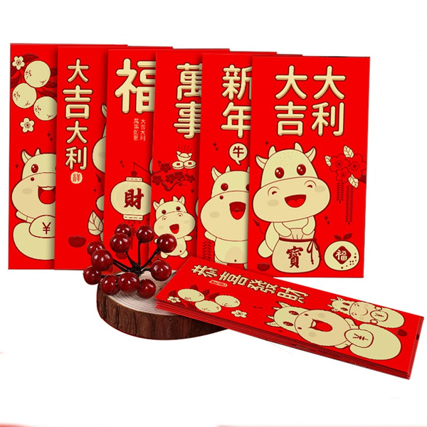 Wholesale 5pcs Chinese Red Envelope Cute Ox Hongbao New Year