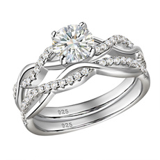 weddingringsrounddiamondcz, Sterling, Engagement Wedding Ring Set, 925 sterling silver