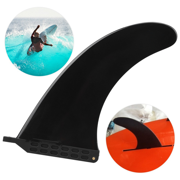 Classic Single Fin For Longboard/Surfboard/SUP - 9 Inch, Fiberglass, Trans Blue/Floral