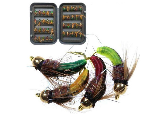 4/8/12/24Pcs Brass Bead Head Fast Sinking Nymph Scud Fly Bug Worm for Trout  Fishing Artificial Insect Bait Lure Fishing Bait 12#