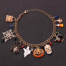Charm Bracelet, Punk Bracelet, pumpkinbracelet, Jewelry