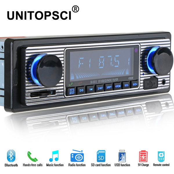 UNITOPSCI 12V Bluetooth Car Radio Player Stereo FM MP3 USB SD AUX Audio  Auto Electronics autoradio 1 DIN oto teypleri radio para carro