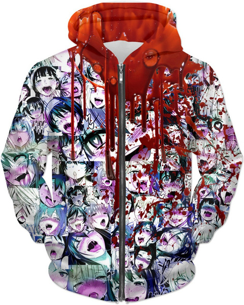 New Fashion Men Women 3D Printed Ahegao Hentai Girls Collage Zipper Hoodies Jackets Hip Hop Outer Wear R08