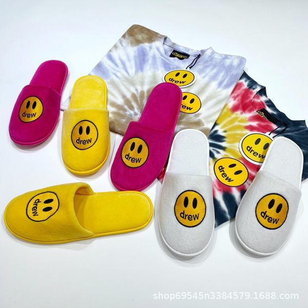 American drew house smiley face Justin Bieber printed multicolor slippers  for men and women couples four seasons home size slippers