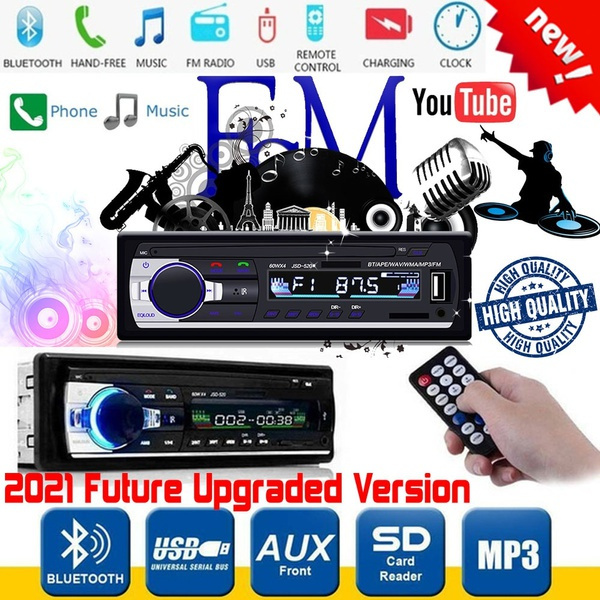 2021Future Upgrade Pioneer Edition Car Radio Bluetooth Handsfree Support  USB/SD MMC Port 12V Car Stereo FM Radio MP3 Audio Player 1 Din In-Dash  Autoradio