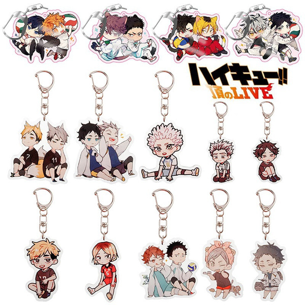 Cute Anime Haikyuu!! Keychain Cartoon Volleyball Boy Figure Key Chain Ring  For Men Accessories Bag Pendant Acrylic Keyring Gifts