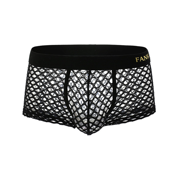 Sexy Hollow Out Men's Fishnet Underwear Mesh Breathable Underpants ...