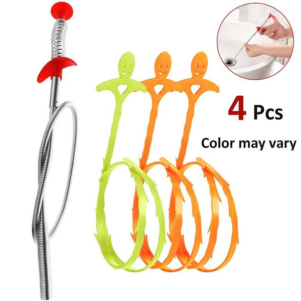 4 pcs/set Drain Clog Remover Tool Plumbing Drain Snake Hair Clog