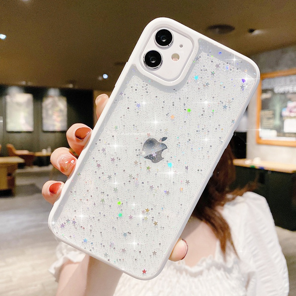 Compatible with iPhone XR Case for Girls,Soft Slim Fit Full-Around Protective Cute Clear Sparkly Bling Star Phone Case Glitter Cover for iPhone XR -Black 6.1＂