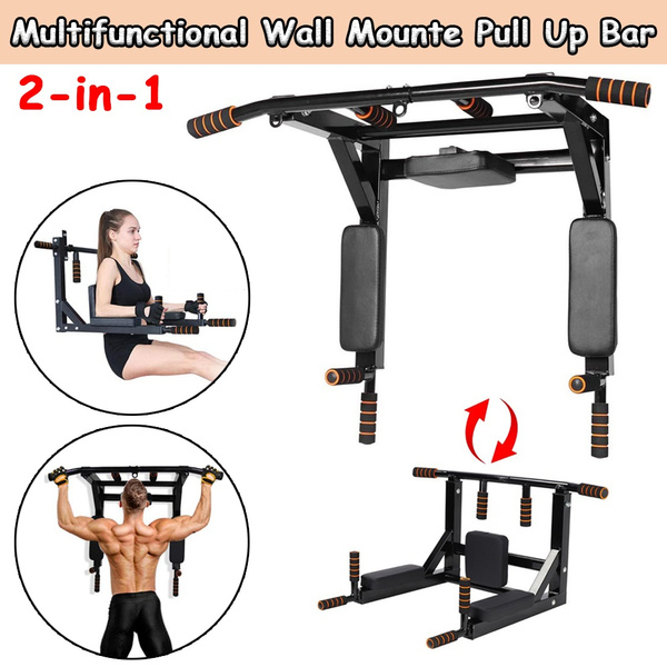 Dual use Wall Mounted Pull Up Bar Multifunctional Dip Station Chin Up Bar For Indoor Home Gym Workout Power Tower Set Training Equipment Fitness Dip