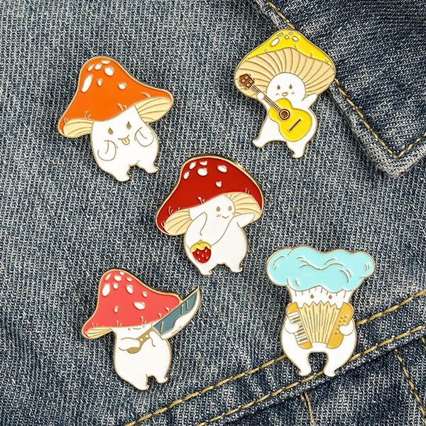 Adorable mushroom brooch