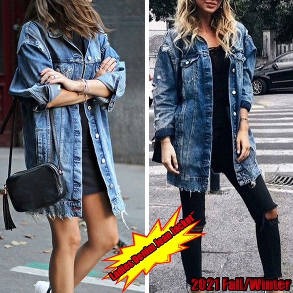 Women Denim Jacket Fashion Cowboy Coat 
