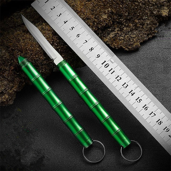 Outdoor Self-defense Hidden Knife,Bamboo Metal Handle Scalpel Blades,Wood  Paper Cutter Craft Engraving Pen Knives DIY Repair Tools with Hammer