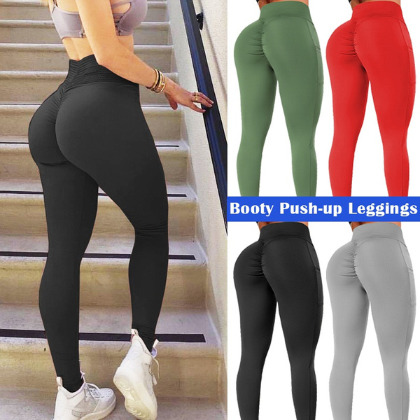 Women Anti Cellulite High Waist Yoga Pants Gym Leggings Sports Scrunch Trousers 