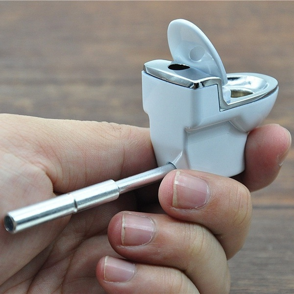 Small Silver Smoking Pipe Tobacco Herb Portable Metal Pocket Size