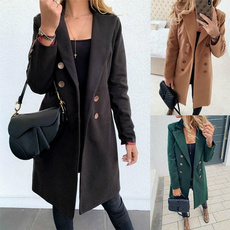 woolen, woolen coat, ladieslongsleevedoublebreastedjacket, womensautumnandwinterdoublebreastedjacket