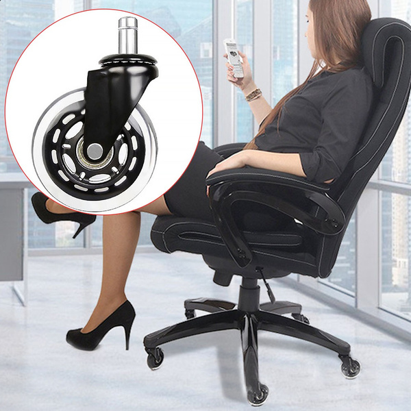 Universal Office Chair Caster Wheel Swivel Rubber Wood Floor Furniture Replace 