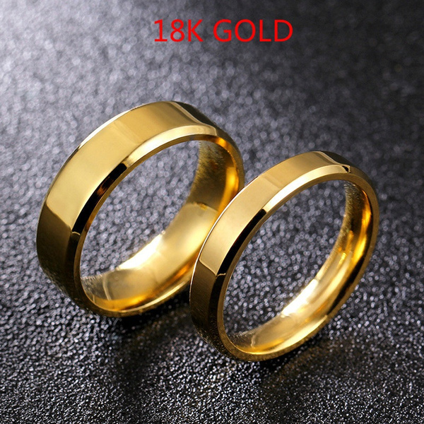 Details about   18K Gold GP Simple Classic Couple Rings White gr2014351 