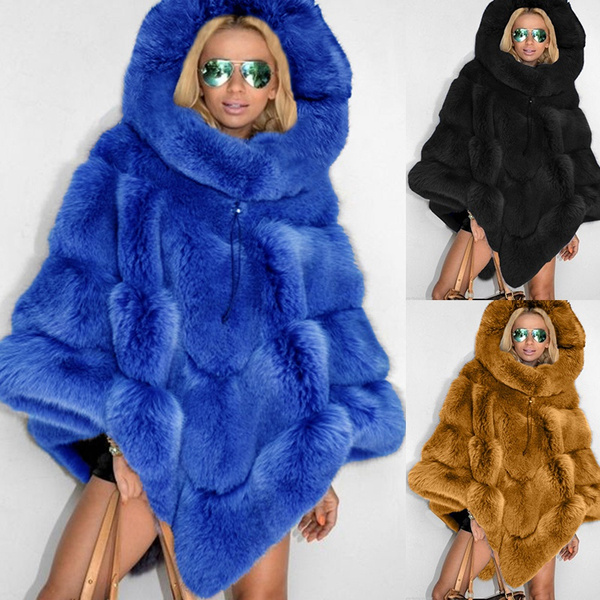 Plus size outlet fur poncho