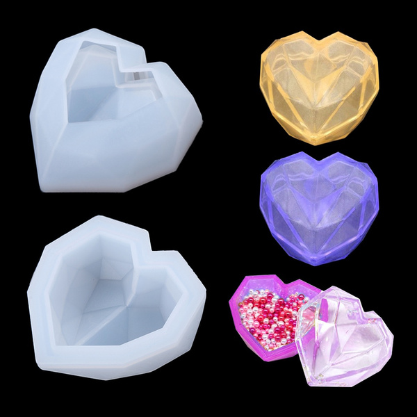 Crystal Epoxy Clay Molds Jewelry Making Tools Silicone Mould Storage Box Mold Resin Mold Chocolate Molds Heart Shaped Wish