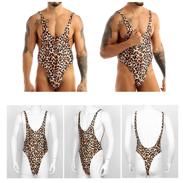 Swimsuit mankini leopard*t/u