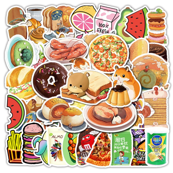 Food and Drink Cartoon Stickers Luggage Scooter Car Mobile Phone ...