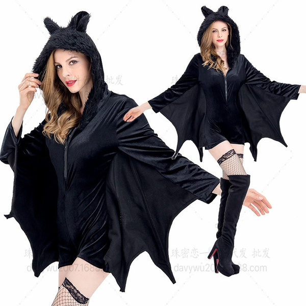 Halloween Female Cosplay Vampire Bat Costume Party Role Playing ...