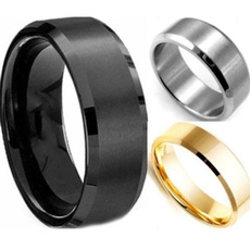 Steel, titanium steel, wedding ring, gold