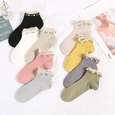 Womens Accessories, Cotton Socks, Lace, Breathable