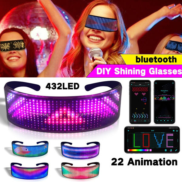 Bluetooth DIY Led Glasses Programmable Luminous Shining Glasses Futuristic  Electronic Visor Glasses Prop for Halloween Bar - AliExpress