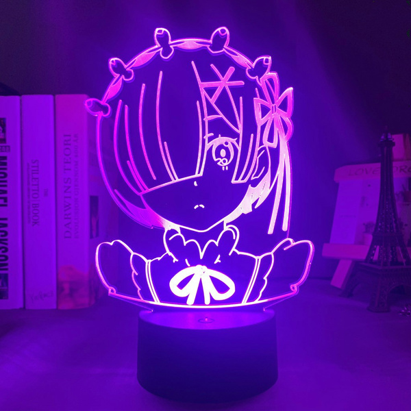 Anime Rem Re Zero Figura Luz De Noche Led Sensor Tactil Que Cambia De Color Luz De Noche De Bebe Para Decoracion De Dormitorio Escritorio Lampara 3d Manga Regalo Wish