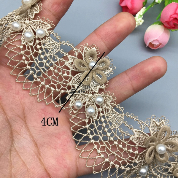 4cm Wide Lace Ribbons For Crafts Hollow Sewing Tulle Fabric For Bow Hair  Diy Decorative Flower Embroidery Handmade Material 2m