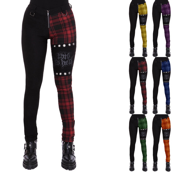 high waisted plaid pants plus size